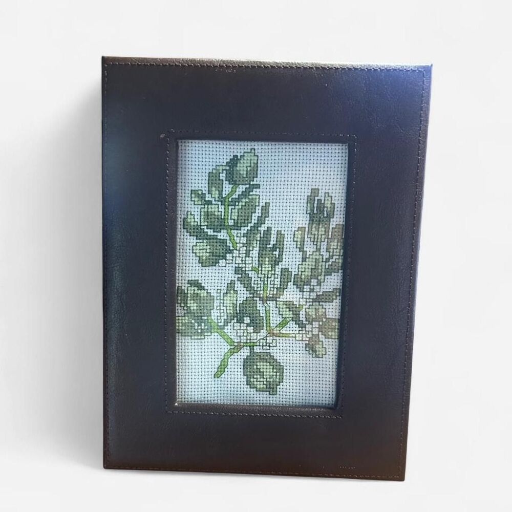 Cross Stitch Greenery 4x6 Framed Piece
